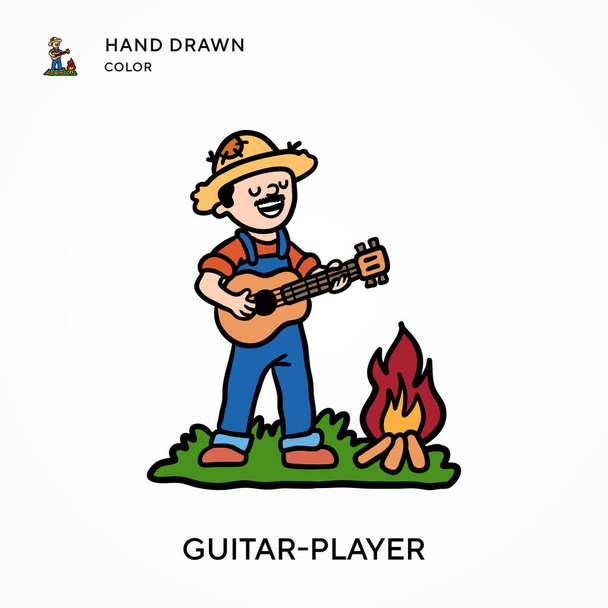 Guitare-joueur Icône couleur dessinée à la main. Concepts modernes d'illustration vectorielle. Facile à modifier et à personnaliser - Vecteur, image