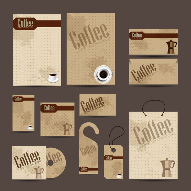 Business cards collection with coffee vintage design - Vektör, Görsel
