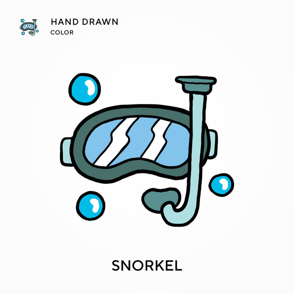 Snorkel Ícone de cor desenhado à mão. Conceitos modernos de ilustração vetorial. Fácil de editar e personalizar - Vetor, Imagem