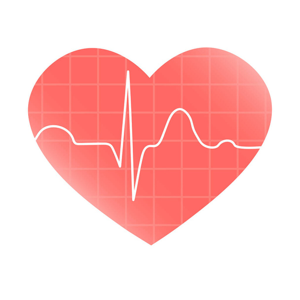 Illustrazione stilizzata di un cuore e un cardiogramma. Medicina e simbolo della salute. Illustrazione isolata vettoriale. - Vettoriali, immagini