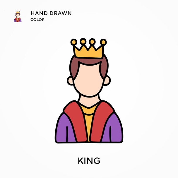 King Hand drawn color icon. Modern vector illustration concepts. Easy to edit and customize - Vector, Image