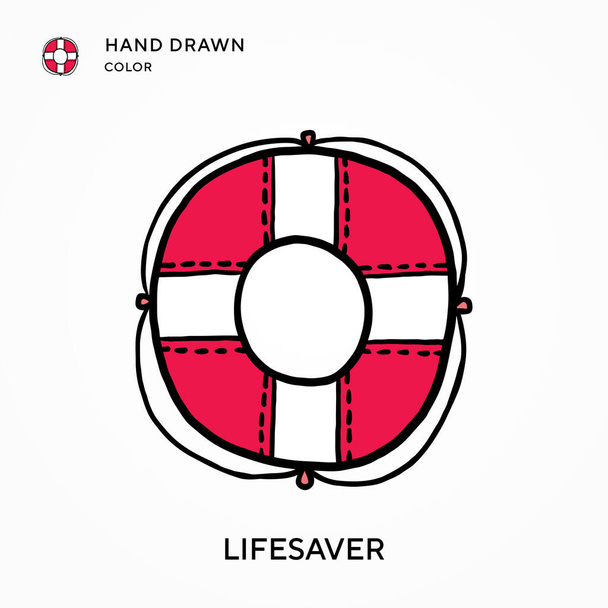 Lifesaver Χέρι ζωγραφισμένο χρώμα εικονίδιο. Σύγχρονες έννοιες διανυσματικής απεικόνισης. Εύκολο να επεξεργαστείτε και να προσαρμόσετε - Διάνυσμα, εικόνα
