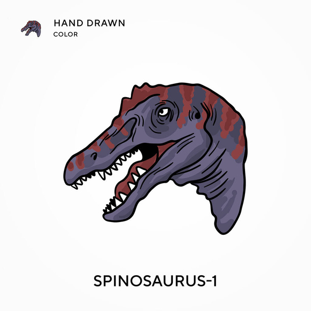 Spinosaurus-1 Käsin piirretty värikuvake. Nykyaikaiset vektorikuvauskäsitteet. Helppo muokata ja muokata - Vektori, kuva