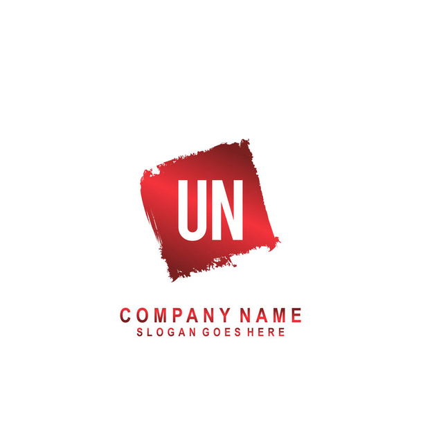 Assinatura do logotipo da caligrafia inicial da ONU, vetor conceito minimalista - Vetor, Imagem