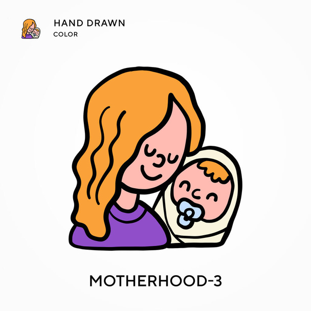 Maternidade-3 Ícone de cor desenhado à mão. Conceitos modernos de ilustração vetorial. Fácil de editar e personalizar - Vetor, Imagem