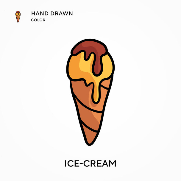 アイスクリーム手描きのカラーアイコン。現代のベクトル図の概念。編集とカスタマイズが簡単 - ベクター画像