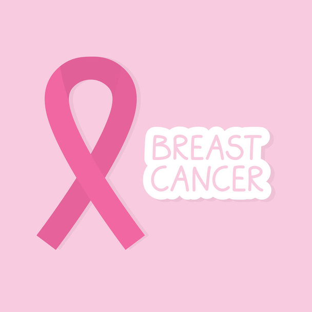 rak piersi i różowa wstążka koncepcja - ilustracja wektor - Wektor, obraz
