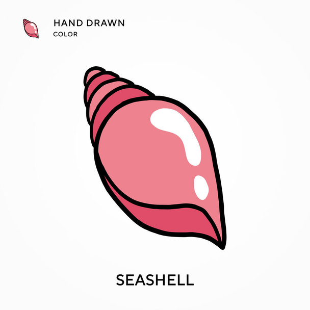 Seashell icona a colori disegnata a mano. Concetti moderni di illustrazione vettoriale. Facile da modificare e personalizzare - Vettoriali, immagini