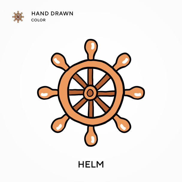 Helm Hand getekend kleurenpictogram. Moderne vector illustratie concepten. Eenvoudig te bewerken en aan te passen - Vector, afbeelding