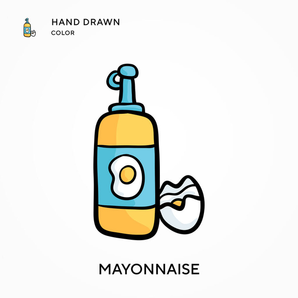 Mayonnaise Icône couleur dessinée à la main. Concepts modernes d'illustration vectorielle. Facile à modifier et à personnaliser - Vecteur, image