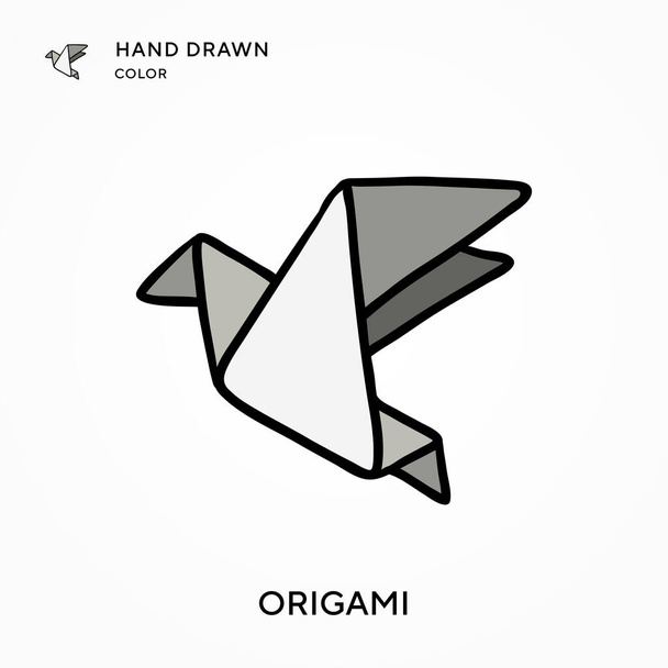 Origami El renk simgesi çizdi. Modern vektör illüstrasyon kavramları. Düzenlemesi ve kişiselleştirmesi kolay - Vektör, Görsel
