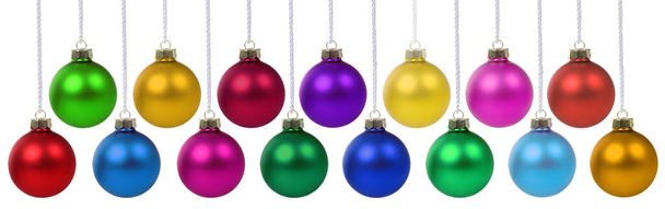 Christmas balls baubles time decoration banner hanging isolated on a white background - Photo, image