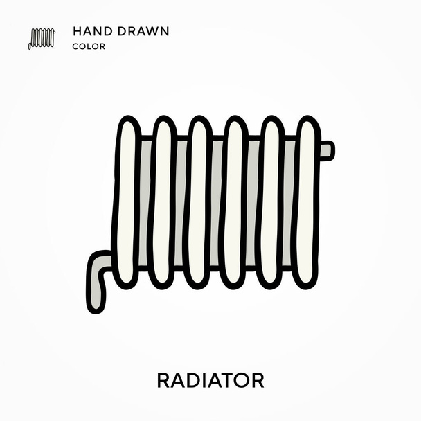 Radiator Hand getekend kleurenpictogram. Moderne vector illustratie concepten. Eenvoudig te bewerken en aan te passen - Vector, afbeelding