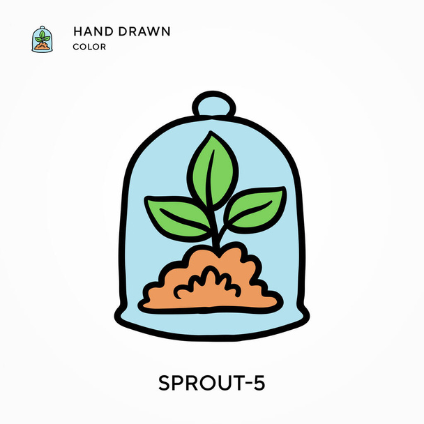 Sprout-5 El çizilmiş renk simgesi. Modern vektör illüstrasyon kavramları. Düzenlemesi ve kişiselleştirmesi kolay - Vektör, Görsel