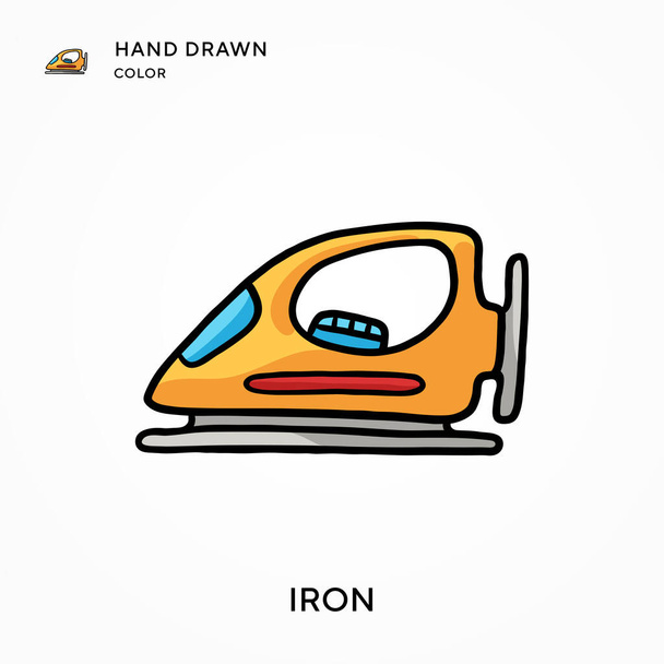Ícone de cor desenhado à mão de ferro. Conceitos modernos de ilustração vetorial. Fácil de editar e personalizar - Vetor, Imagem