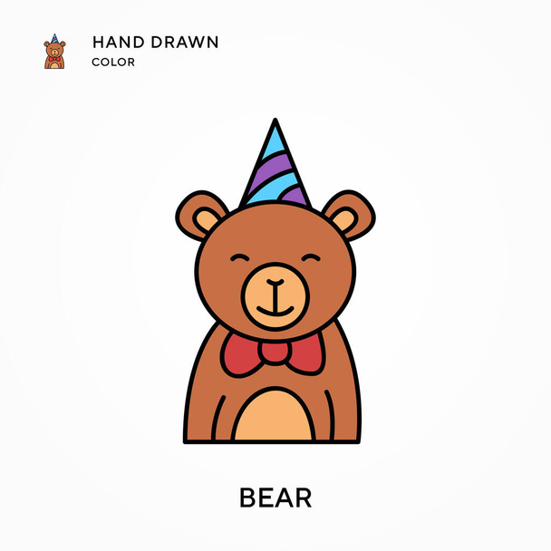 Bear Hand drawn color icon. Modern vector illustration concepts. Easy to edit and customize. - Vector, Image
