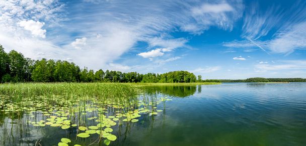 ポーランドのマスーリア湖地区の美しい夏の日のパノラマ - 写真・画像