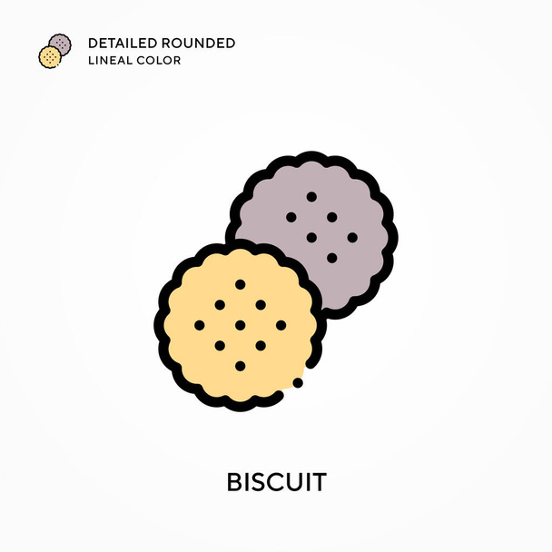 Biscuit detailed rounded lineal color. Modern vector illustration concepts. Easy to edit and customize. - Vector, Image