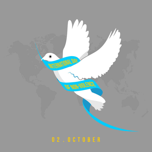 Paloma voladora llevando una ilustración vectorial de cinta. Buena plantilla para el Día Internacional de la No Violencia. - Vector, imagen