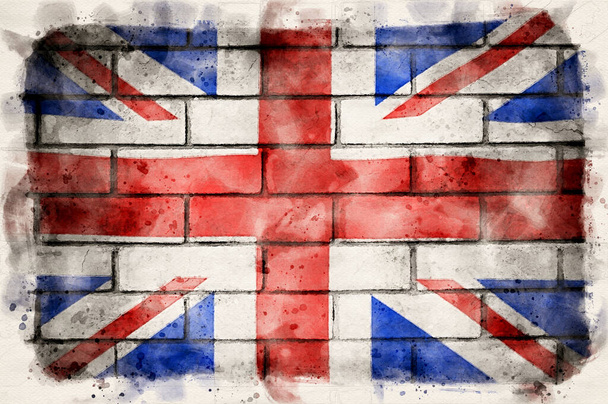 Flaga Grunge UK - styl farb wodnych - Zdjęcie, obraz