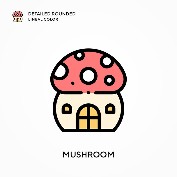 Mushroom detailed rounded lineal color. Modern vector illustration concepts. Easy to edit and customize. - Vector, Image