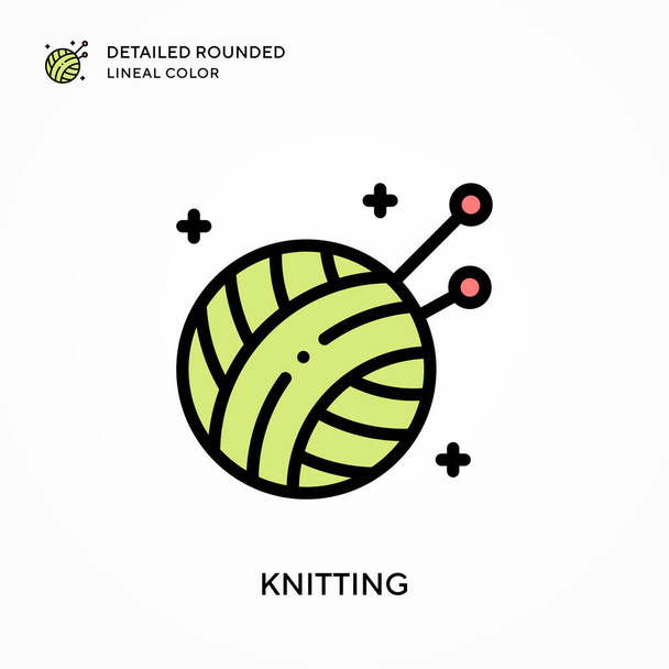 Knitting detailed rounded lineal color. Modern vector illustration concepts. Easy to edit and customize. - Vector, Image