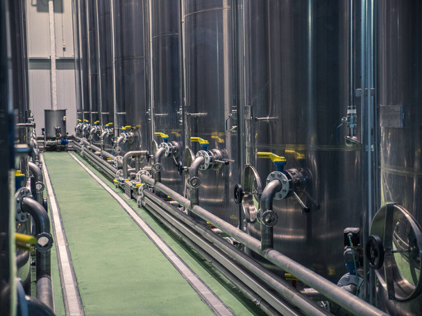 Olive oil tanks. Olive oil factory, Olive Production, tank. Food automation - Zdjęcie, obraz