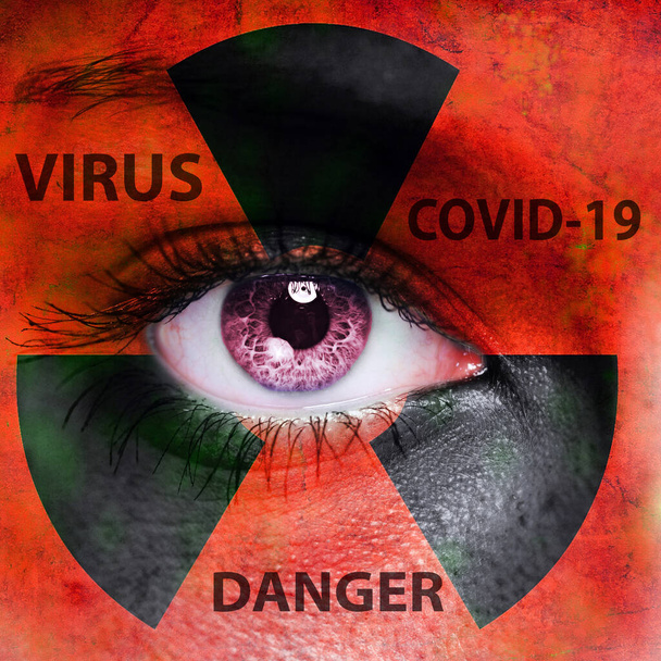 Coronavirus soyutlama arka planı - boyalı yüz  - Fotoğraf, Görsel