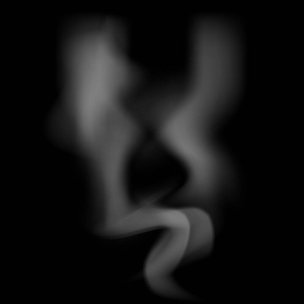 image vectorielle de fumée réaliste sur fond noir - Vecteur, image