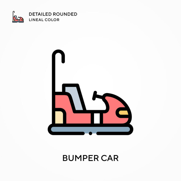 Bumper autó részletes lekerekített lineáris szín. Modern vektor illusztráció fogalmak. Könnyű szerkeszteni és testre szabni. - Vektor, kép