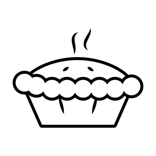 appel taart pictogram, lijn stijl - Vector, afbeelding