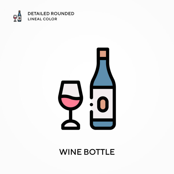 Wine bottle detailed rounded lineal color. Modern vector illustration concepts. Easy to edit and customize. - Vector, Image