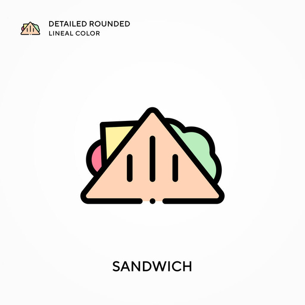 Sandwich detailed rounded lineal color. Modern vector illustration concepts. Easy to edit and customize. - Vector, Image