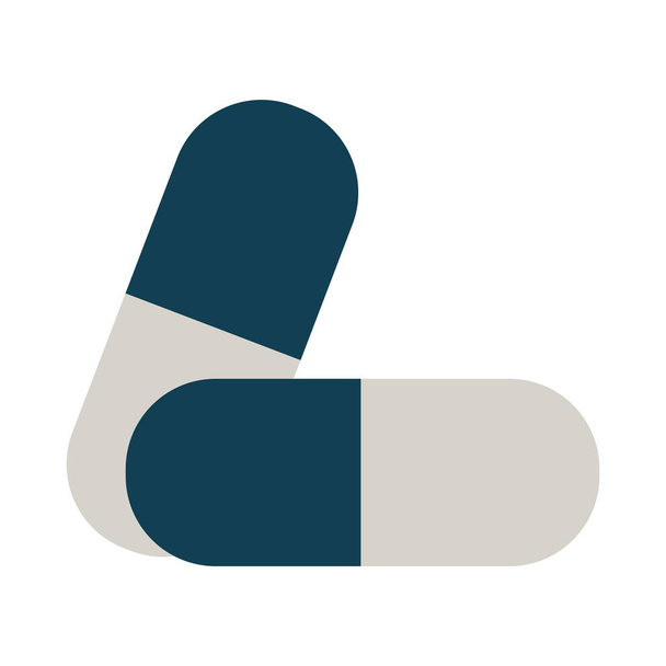 gyógyszeres kapszula ikon, lapos stílus - Vektor, kép