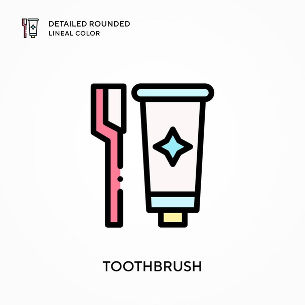 Toothbrush detailed rounded lineal color. Modern vector illustration concepts. Easy to edit and customize. - Vector, Image
