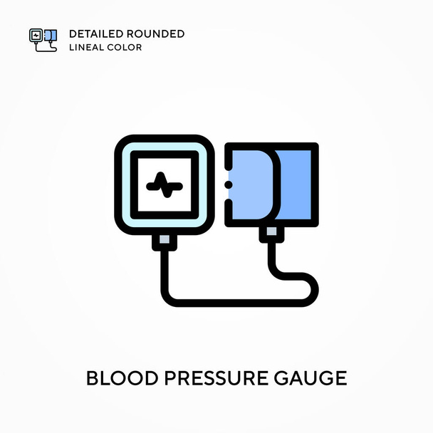 血圧計の詳細な丸みを帯びた線の色。現代のベクトル図の概念。編集とカスタマイズが簡単. - ベクター画像