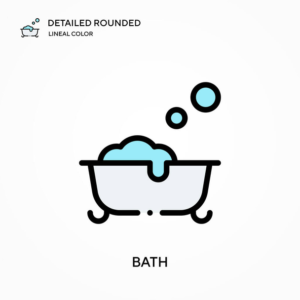 Bath detailed rounded lineal color vector icon. Illustration symbol design template for web mobile UI element. Perfect color modern pictogram on editable stroke. Bath icons for your business project - Vector, Image