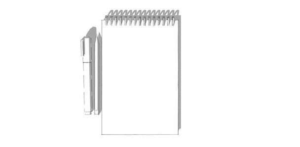 spiraal Dagboek en schetsboek met pen en potlood - Foto, afbeelding