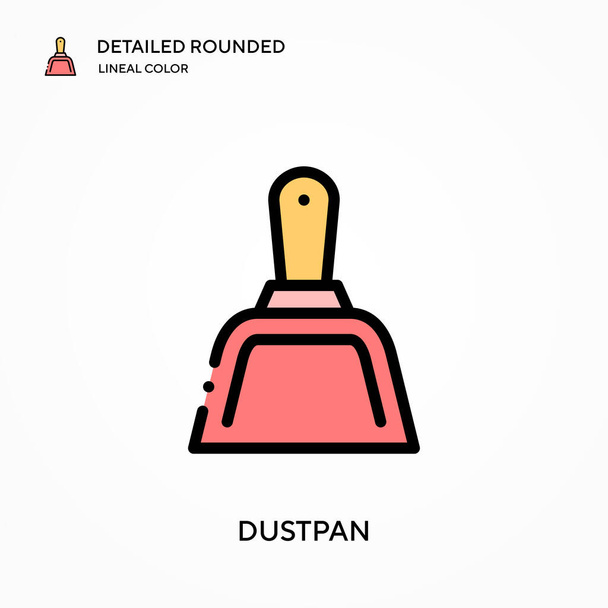 Dustpan detailed rounded lineal color vector icon. Illustration symbol design template for web mobile UI element. Perfect color modern pictogram on editable stroke. Dustpan icons for your business project - Vector, Image