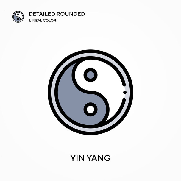 Yin yang detailed rounded lineal color vector icon. Illustration symbol design template for web mobile UI element. Perfect color modern pictogram on editable stroke. Yin yang icons for your business project - Vector, Image
