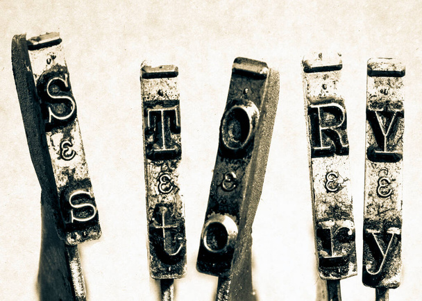 die Wortgeschichte aus alten Schreibmaschinentexten - Foto, Bild