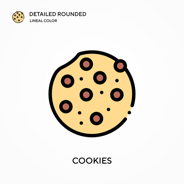 Cookies detailed rounded lineal color vector icon. Illustration symbol design template for web mobile UI element. Perfect color modern pictogram on editable stroke. Cookies icons for your business project - Vector, Image