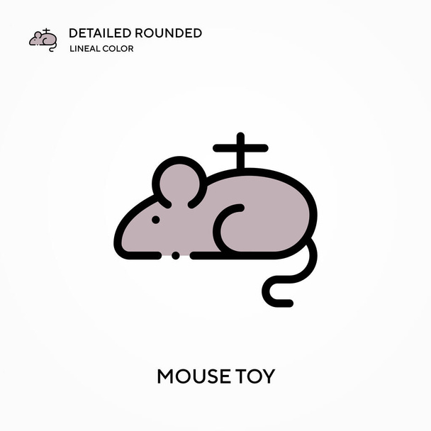 Mouse toy detailed rounded lineal color vector icon. Illustration symbol design template for web mobile UI element. Perfect color modern pictogram on editable stroke. Mouse toy icons for your business project - Vector, Image