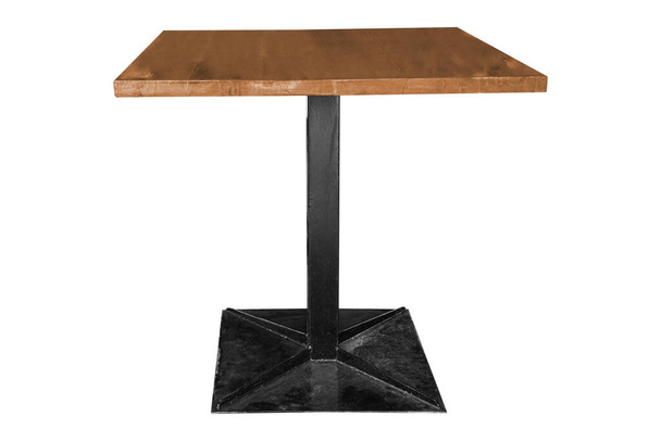 Mesa de madera moderna con patas de acero sobre fondos blancos, trabajar con camino. - Foto, imagen