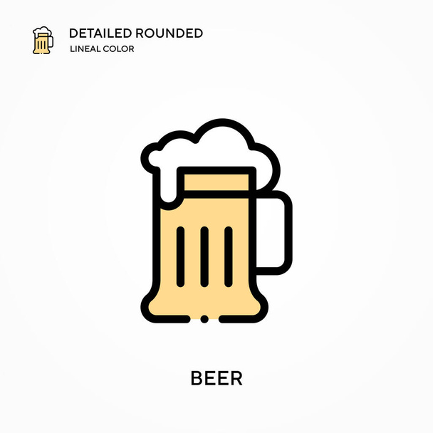 Beer detailed rounded lineal color vector icon. Illustration symbol design template for web mobile UI element. Perfect color modern pictogram on editable stroke. Beer icons for your business project - Vector, Image