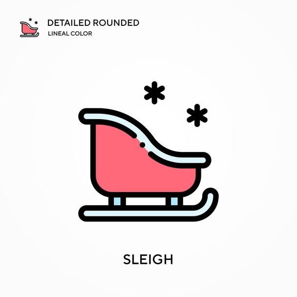 Sleigh detailed rounded lineal color vector icon. Illustration symbol design template for web mobile UI element. Perfect color modern pictogram on editable stroke. Sleigh icons for your business project - Vector, Image