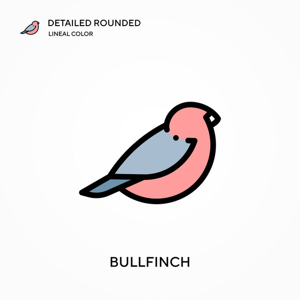 Bullfinch yksityiskohtainen pyöristetty lineaarinen väri vektori kuvake. Kuvitus symboli suunnittelu malli web mobiili käyttöliittymä elementti. Täydellinen väri moderni kuvamerkki muokattavissa aivohalvaus. Bullfinch kuvakkeet yrityksesi projekti - Vektori, kuva