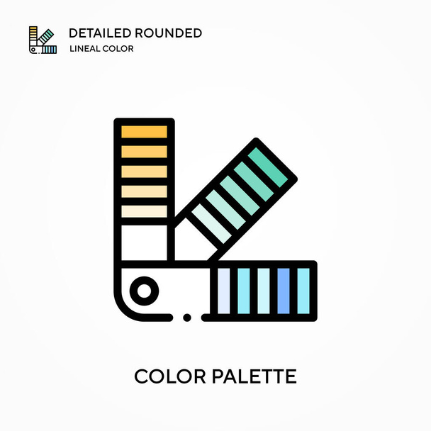 Color palette detailed rounded lineal color vector icon. Illustration symbol design template for web mobile UI element. Perfect color modern pictogram on editable stroke. Color palette icons for your business project - Vector, Image