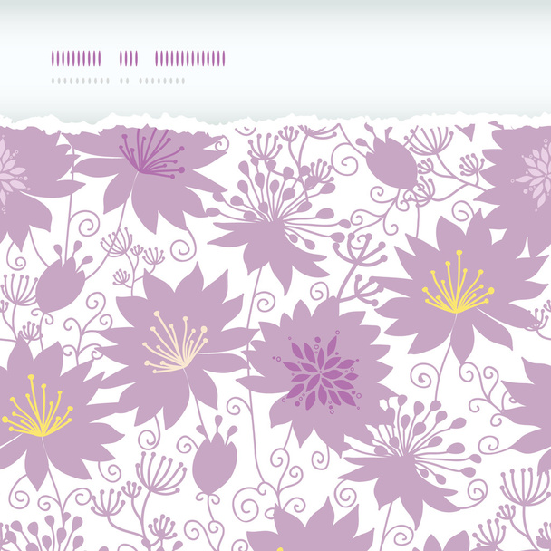 Purple shadow florals horizontal torn seamless pattern background - Vector, Image