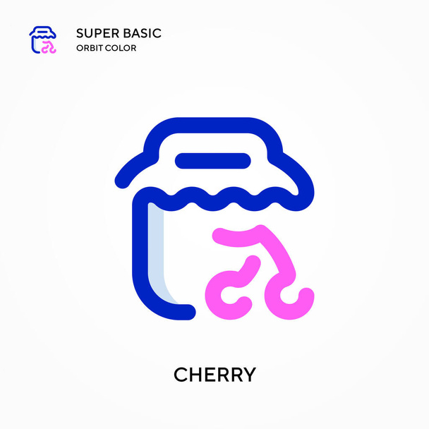 Cherry super basic orbit color vector icon. Illustration symbol design template for web mobile UI element. Perfect color modern pictogram on editable stroke. - Vector, Image